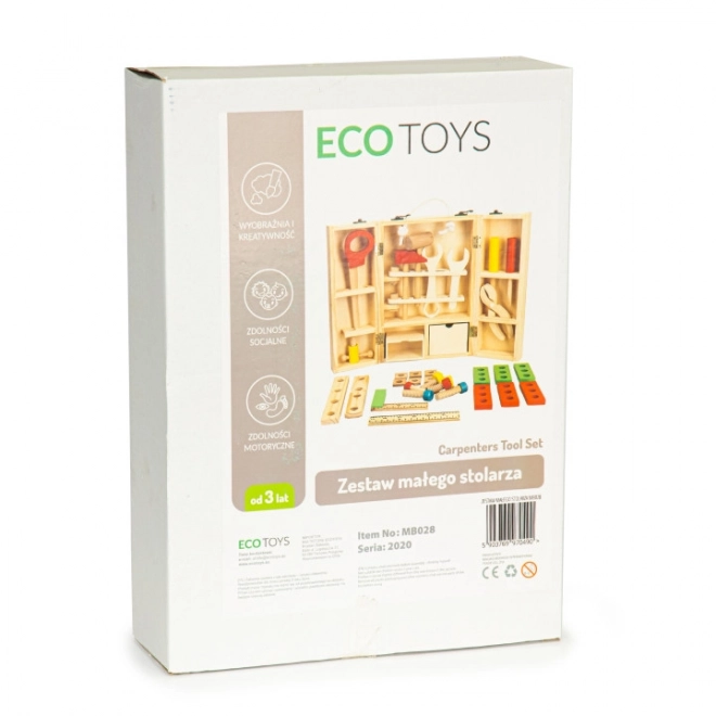 Outils en bois dans une boîte d'atelier, ensemble XXL ECOTOYS