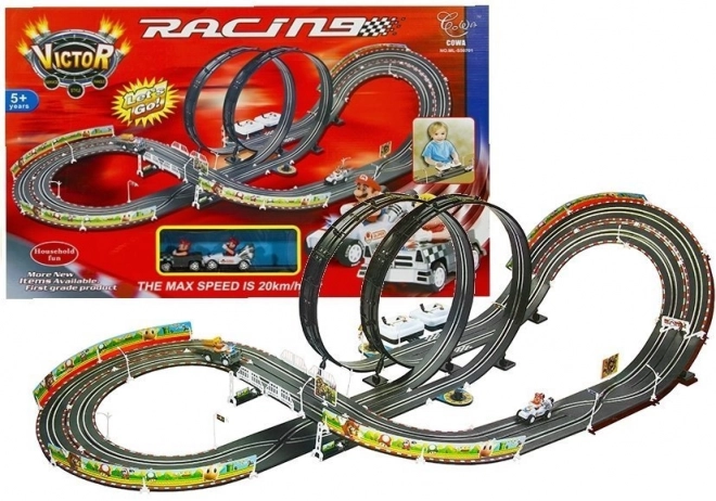 Piste de course électrique avec 2 voitures Mario RC