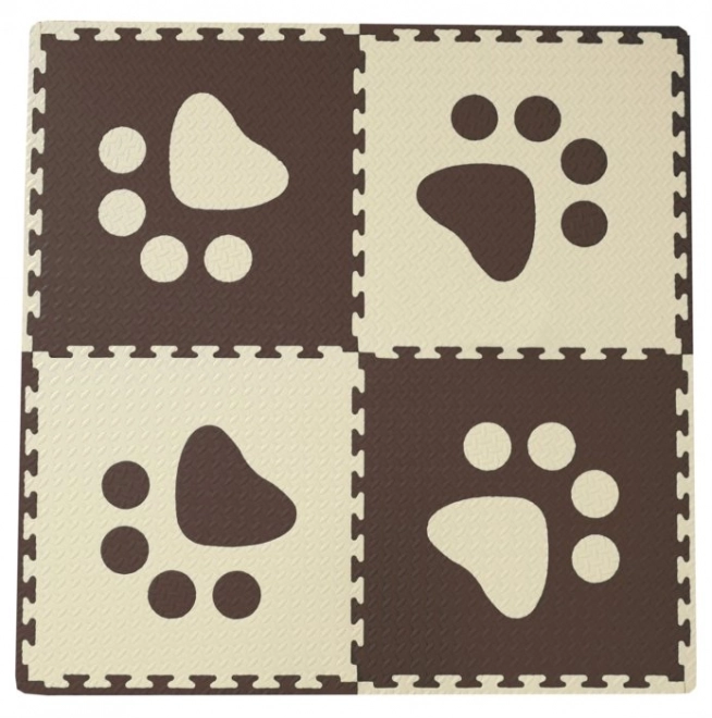 Tapis en mousse pour bébé avec bords marron et beige