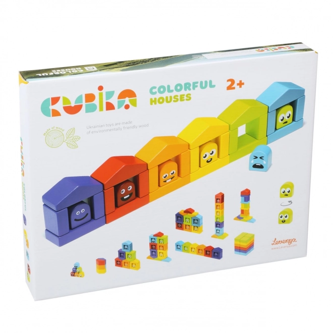 Maisons colorées - kit de construction en bois 30 pièces
