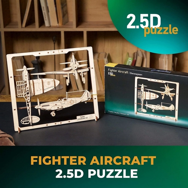 Ugears puzzle mécanique en bois Avion de chasse