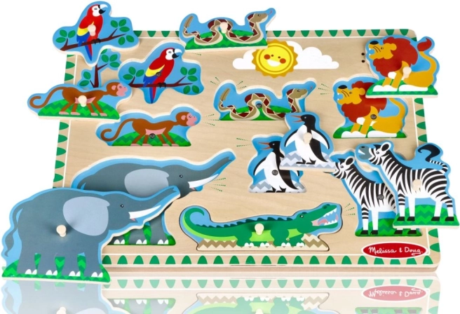 Puzzle sonores en bois – zoo