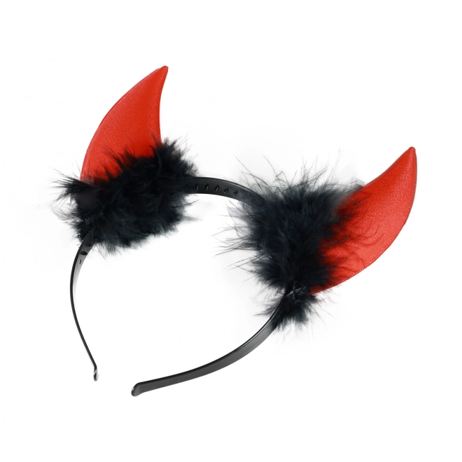Serre-tête avec cornes de diable et plumes noires