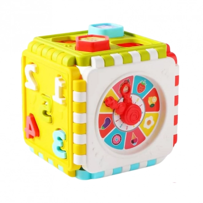 Cube éducatif avec chiffres et horloges