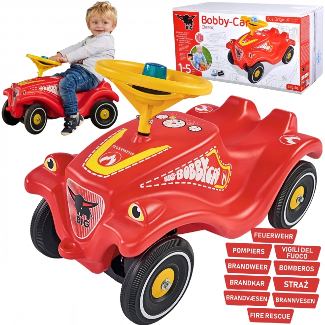 Voiture Bobby Car de pompier avec sonorisation