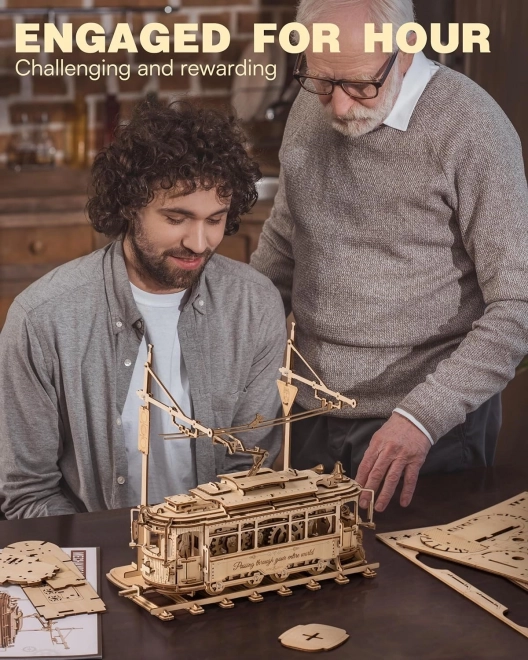 Puzzle mécanique en bois 3D RoboTime Tramway