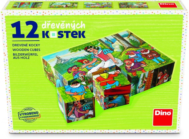 Cubes Kubus Blanche-Neige bois 12 pièces dans une boîte 16x12x4cm