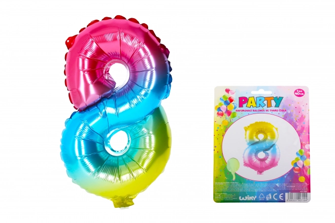 Ballon arc-en-ciel gonflable - chiffre 8