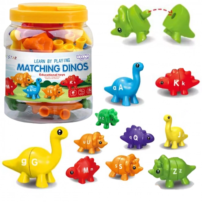 WOOPIE ensemble figurines Montessori dinosaures à empiler avec apprentissage des couleurs et des lettres Dopasuj Literki 13 pièces