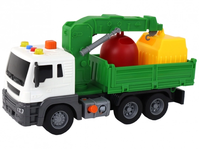 Camion-benne pour collecte de déchets avec grue à friction Vert 1:16