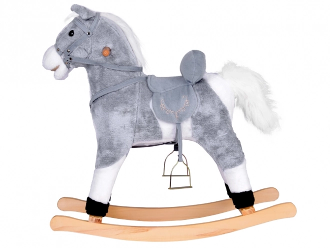 Grand cheval à bascule gris + queue mobile et museau ZA5441