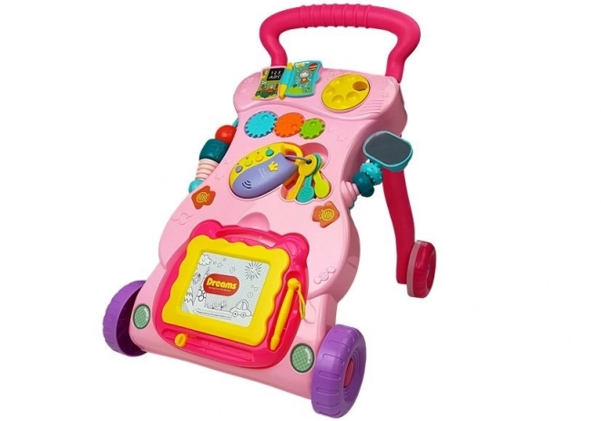Trotteur pour enfants avec tableau à dessin Rose