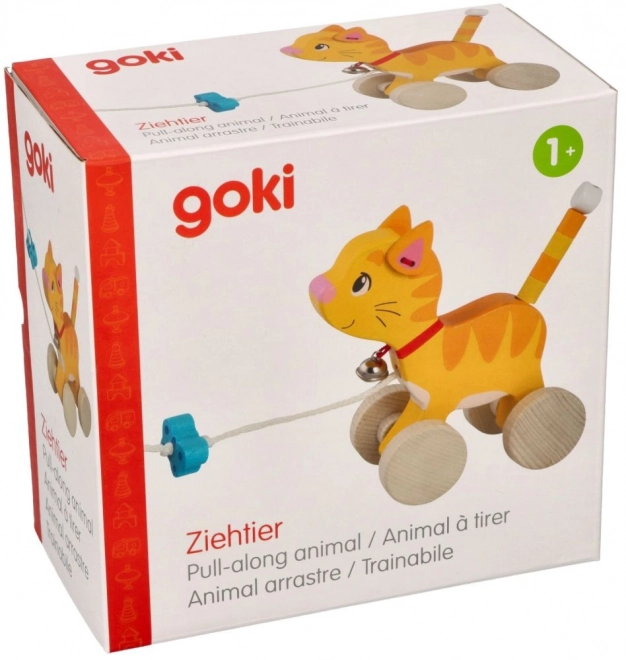 Jouet à tirer en bois chat