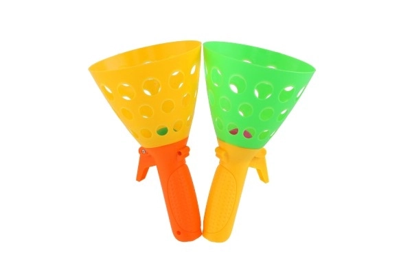 Jeu de catch ball/attrape-balles 2 pièces plastique 19cm + 3 balles dans un filet
