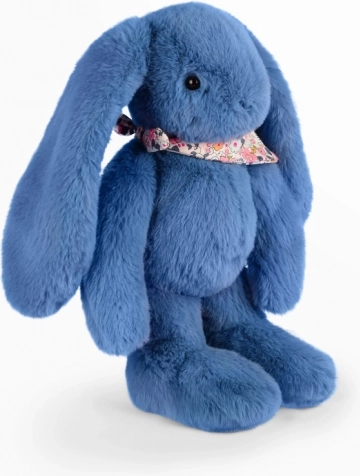 Lapin en peluche avec foulard bleu 35 cm
