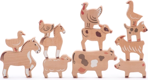 Bajo ferme de campagne – ensemble de 14 animaux en bois