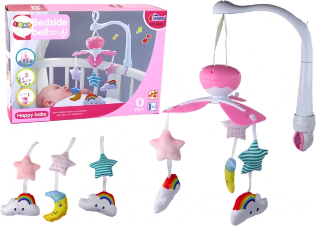 Mobile universel avec clip et jouets en peluche Rose