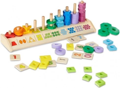 Puzzle éducatif en bois – apprendre à compter, les formes et les couleurs