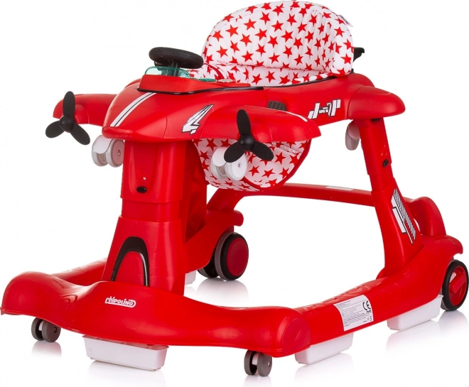 Trottinette interactive Avion 3-en-1 Rouge