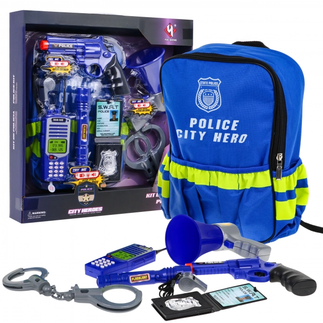 Équipement pour petit policier dans un sac à dos - set de police
