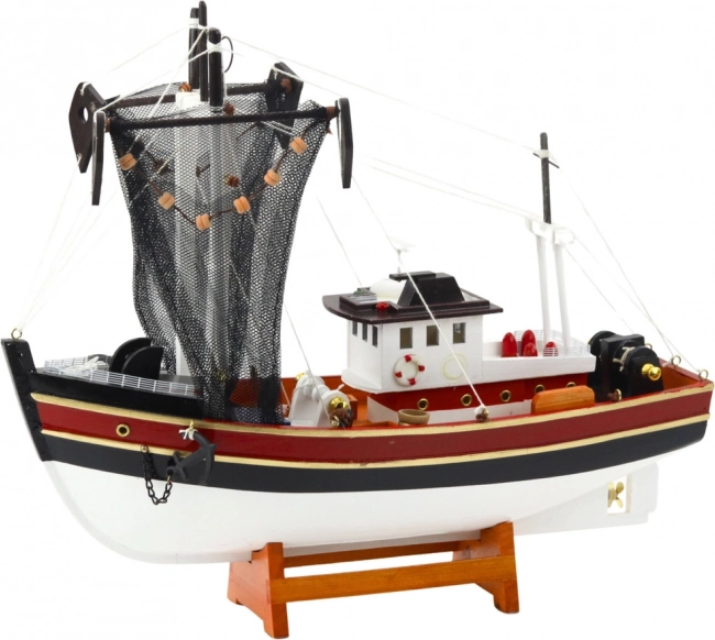 Maquette décorative de bateau de pêche avec filet 38x31 cm