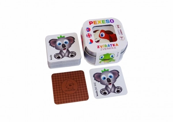Pexeso Animaux 64 cartes dans une boîte en métal 6x6x4cm Tactile