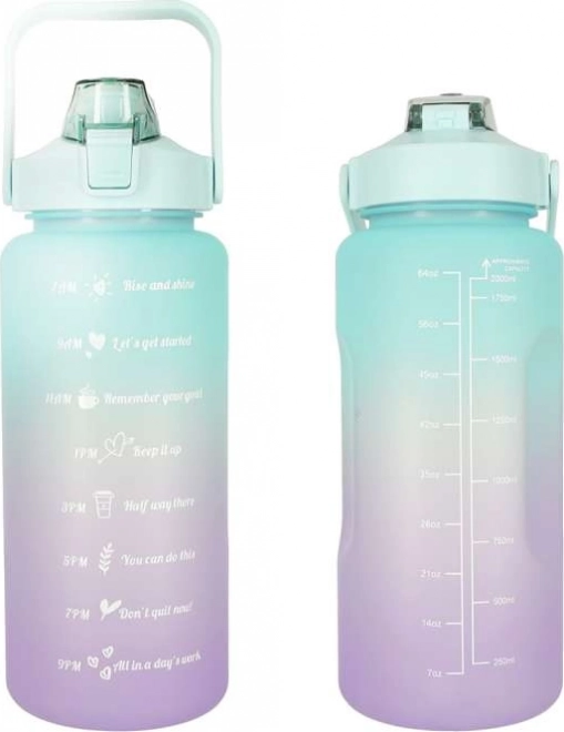 KIK Bouteille d'eau de motivation 2L Turquoise-violet