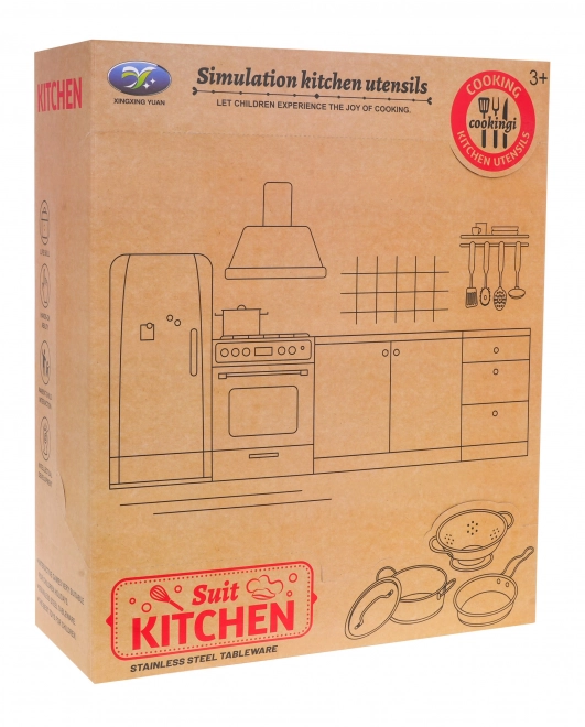 Ensemble de casseroles en métal pour enfants 3+ avec accessoires de cuisine et tablier