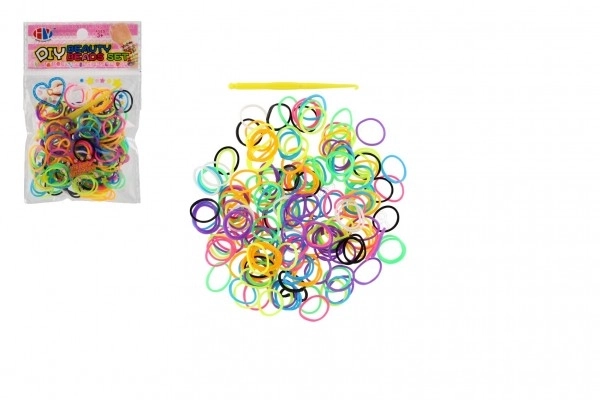 Créez votre propre bracelet - élastiques colorés 200 pièces avec crochet dans un sachet 8,5x13cm