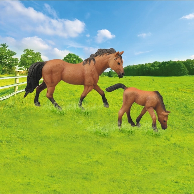 Ensemble de chevaux 2 pcs avec enclos marron