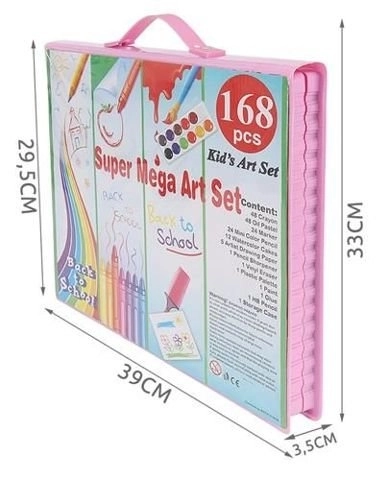 Grand ensemble de peinture dans une valise rose