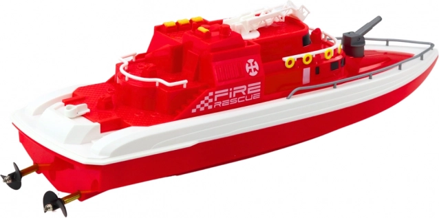Bateau de sauvetage à moteur télécommandé rouge 1:28