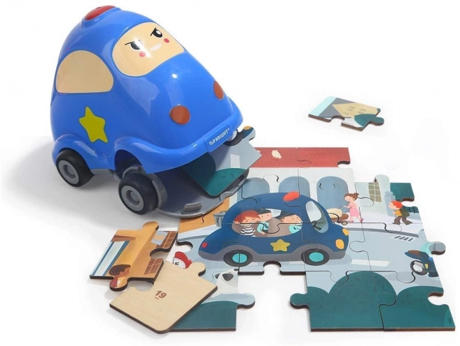 TOP BRIGHT Puzzle en bois avec jouet : Voiture de police 24 pièces