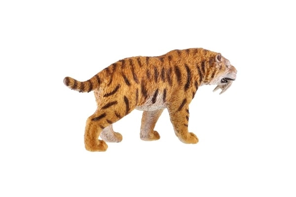 Tigre à dents de sabre jouet en plastique 13cm dans un sac