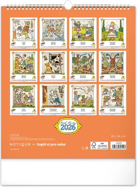 Calendrier mural Josef Lada - Comptines 2026