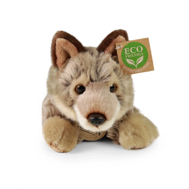 Loup en peluche allongé 20 cm ÉCOLOGIQUE