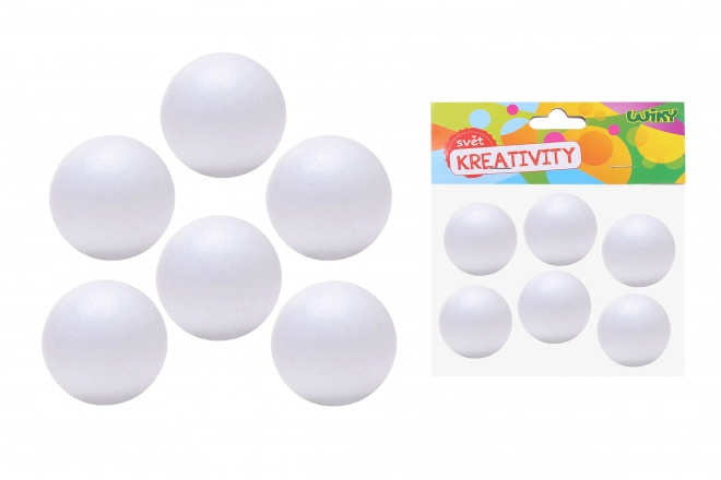 Boule décorative en polystyrène 6 cm, ensemble de 6 pièces