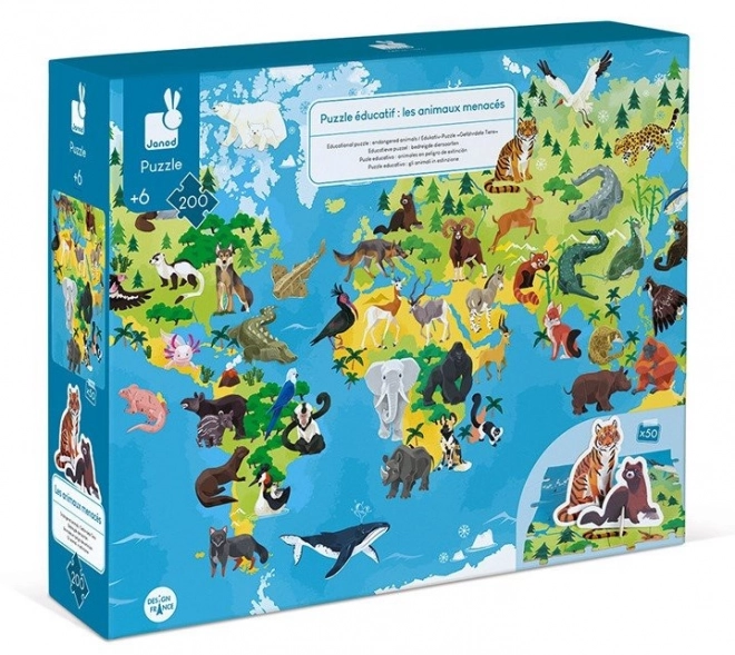 Puzzle éducatif JANOD Animaux menacés 200 pièces