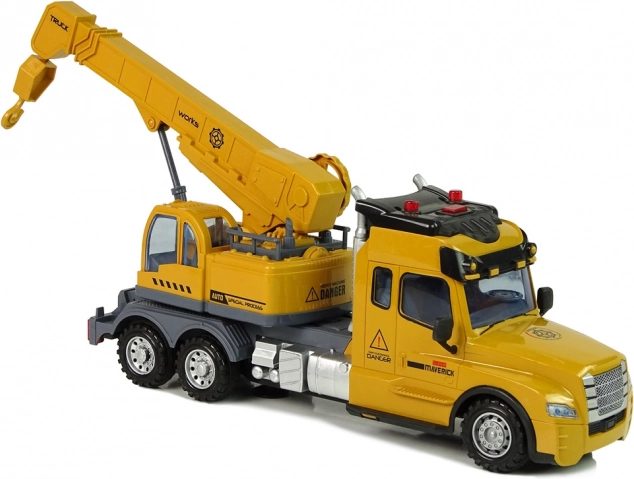 Camion jaune télécommandé avec grue et sons