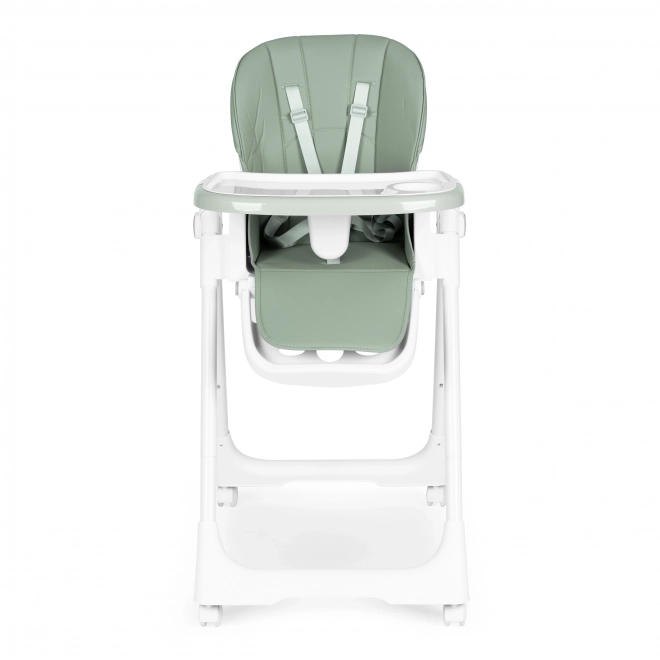 Chaise haute, chaise d'alimentation, réglable en hauteur, harnais en simili cuir, plateau double vert