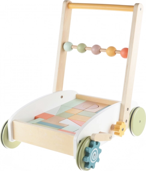 Chariot en bois avec blocs, Wood