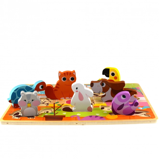 Puzzle en bois Montessori Tooky Toy animaux pour la maison