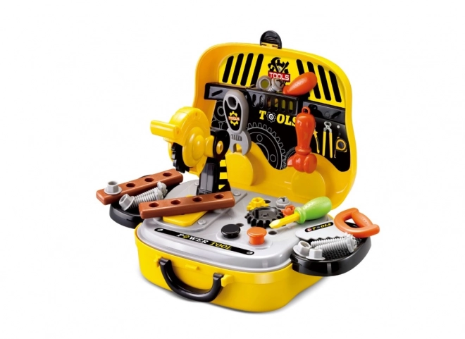 Ensemble d'outils pour petits bricoleurs dans une valise en forme de voiture