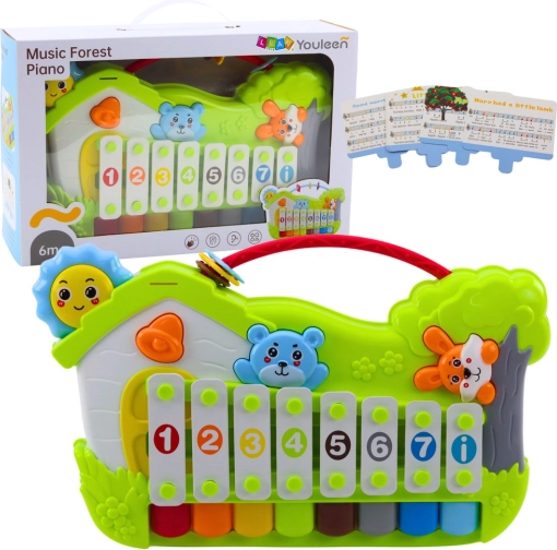 Piano musical de forêt et xylophone avec cartes de notes (5 pcs)