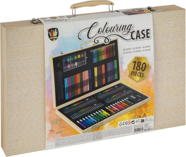Mallette de peinture en bois avec 180 pièces