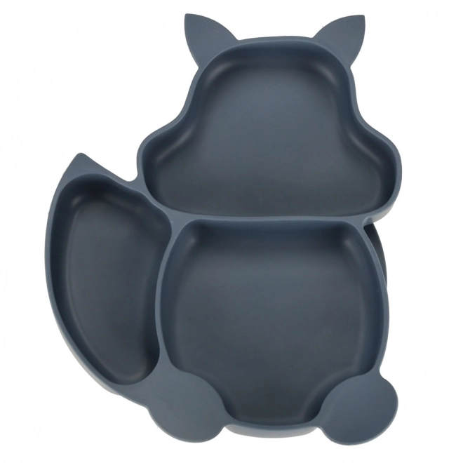 Set de vaisselle en silicone bleu foncé Écureuil - 9 pièces