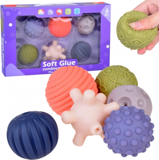 ensemble de balles sensorielles en plastique souple, 6 pcs