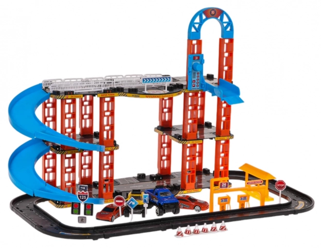 Piste de stationnement + voitures