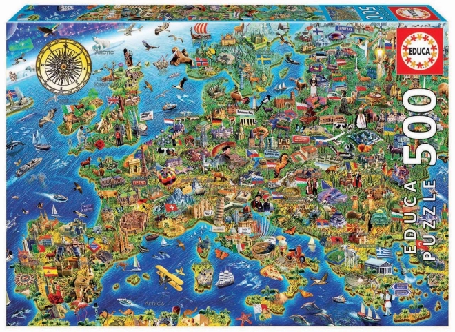 EDUCA Puzzle Carte folle de l'Europe 500 pièces
