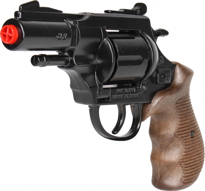 Revolver de police en métal noir Gold Collection - 12 coups